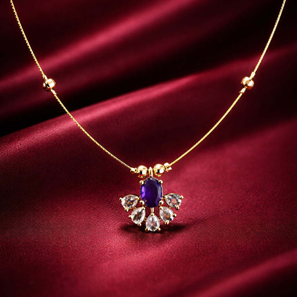 Royal Sapphire Floral Pendant Necklace