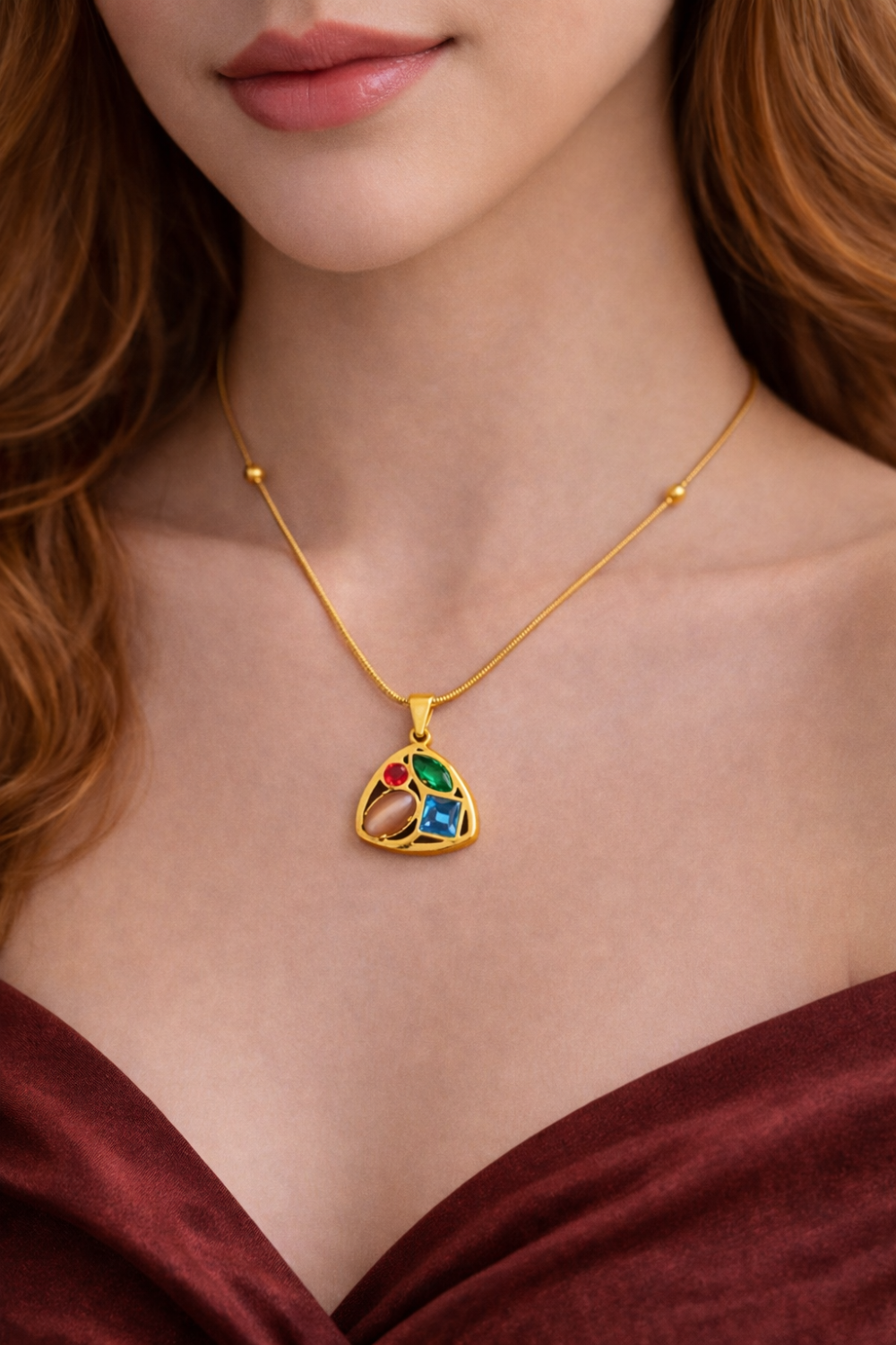 Dual Heart Crystal Pendant Necklace